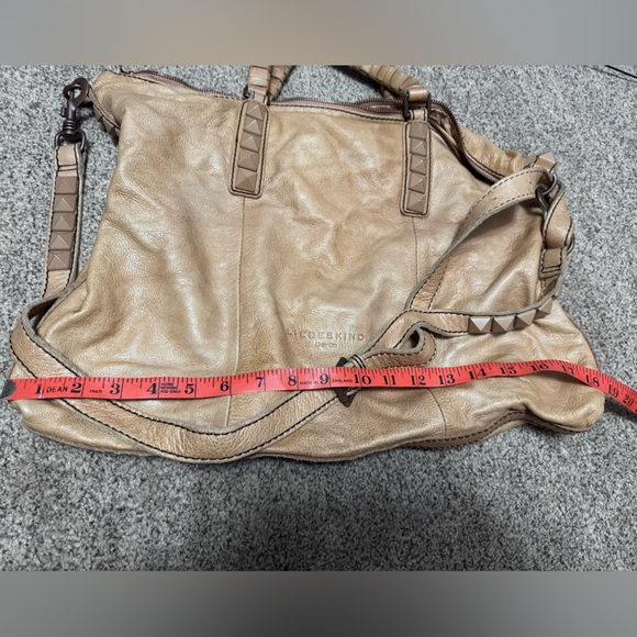 Liebeskind Genuine Leather Studded Tan Satchel Purse - Picture 6 of 13